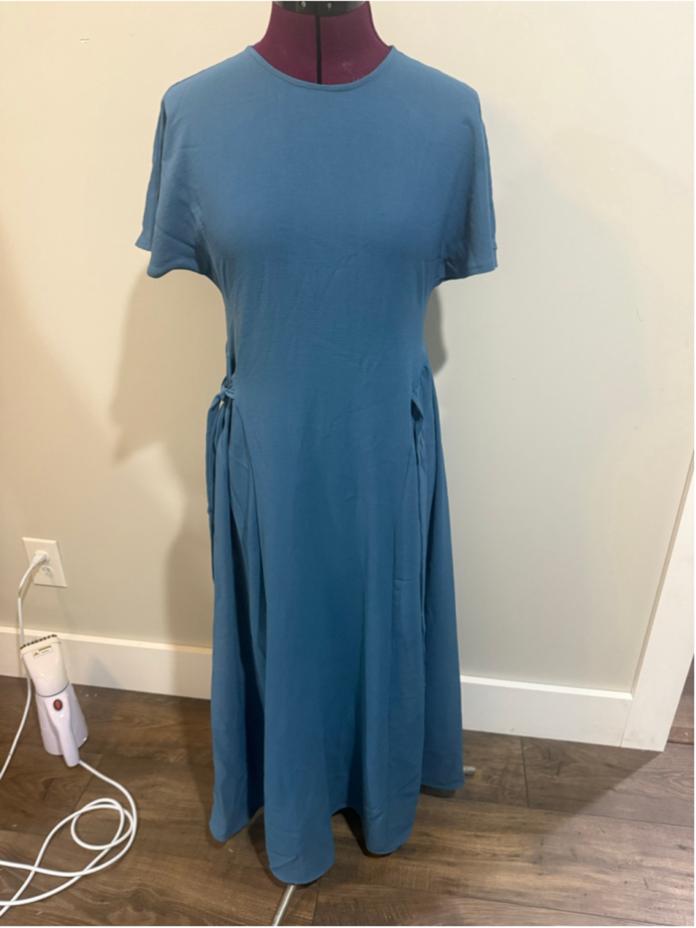 New Zara T Short Style Midi Maxi Dress Blue Medium
